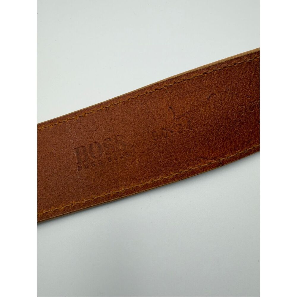 Hugo Boss Women’s Cognac Leather Wide Statement Belt Ornate Antiqued Buckle - Picture 6 of 12